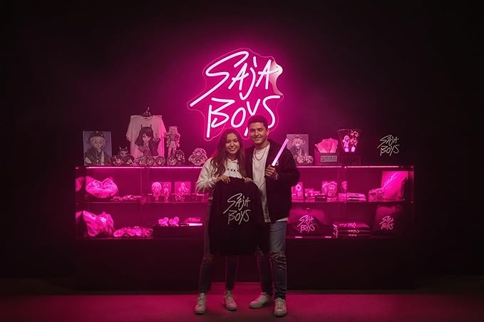 Neon Sign, Pink LED Light, Acrylic Wall Decor, 12.9x12.9 Inch, USB-Powered, Contemporary Style, Boy Silhouette Design for Girls Bedroom, Study Corner