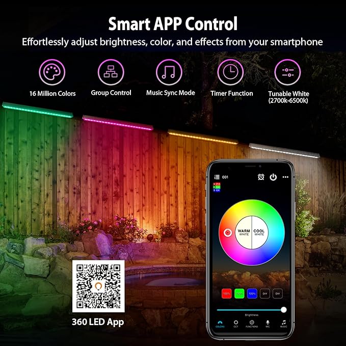 168W Smart LED Wall Washer Light, RGBCW CCT LED Light Bar with Group and Individual Control, Timing, Music Sync Modes, 120V Waterproof Linear Flood Lights for Outdoor & Indoor Lighting Projects