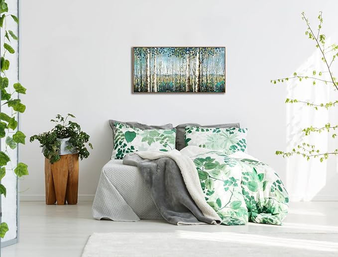 Nature Wall Art Forest Art Canvas Wall Decor Green Tree Canvas Print Artwork Decor for Living Room Landscape Pictures for Bedroom Home Office Decorations 20×40IN