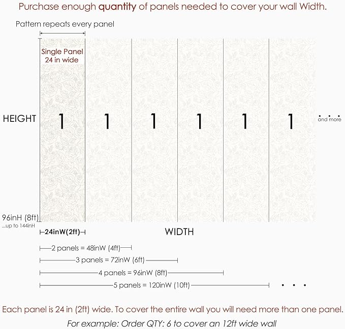 Boho Roses Wallpaper | Removable Self Adhesive Minimalistic Wallpaper | Floral Peel and Stick Mural (1 roll 24" W x 72" H)