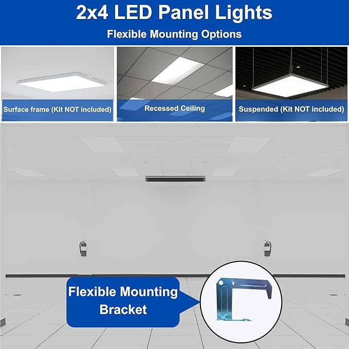 2×4 LED Flat Panel Light|Pack of 6|5 CCT Selectable|Dimmable|Flicker-Free|Energy-Efficient Ceiling Lighting