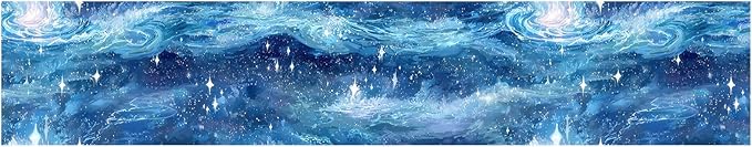 Blue Galaxy Wallpaper Border 196x4 Inch Peel and Stick Wall Border Self Adhesive Cosmic Starry Sky Removable Vinyl Trim for Living Room Bedroom Bathroom Kitchen Cabinet Decoration