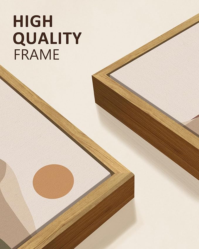 KUVIOKE Watercolor Mountain Landscape Framed Wall Art Laker Tree Boho Nature Artwork Painting Bohemain Farmhouse Rustic Home Decor 12x16in (Natural Framed)