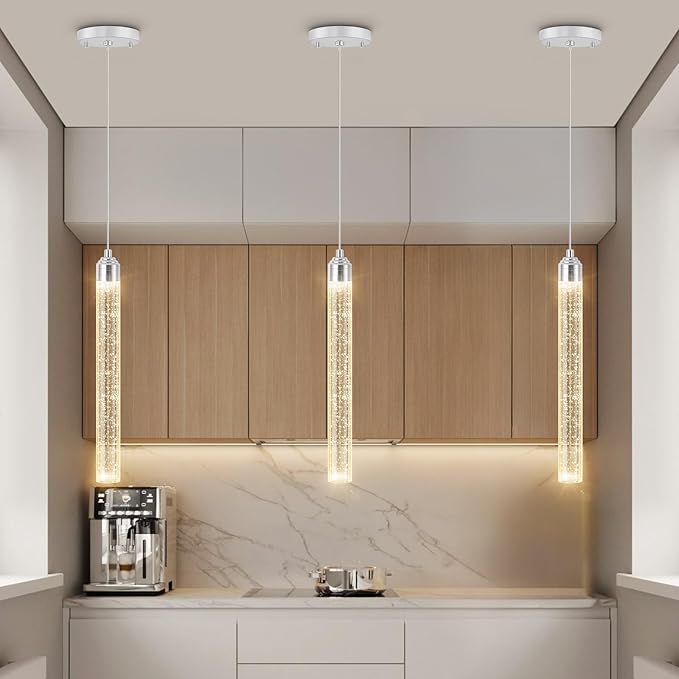 1-Light Modern Crystal Pendant Lighting LED Dimmable Pendant Light Kitchen Island Dining Room