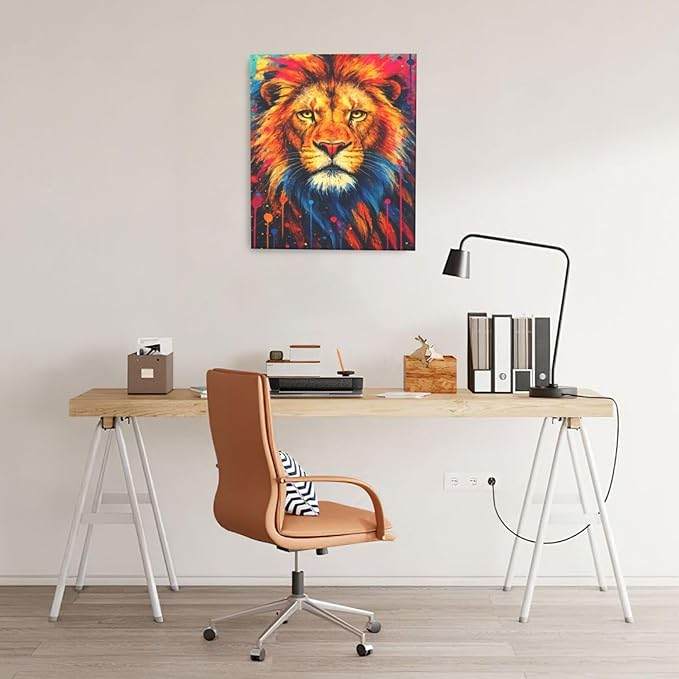 Banksy Lion Wall Art Lion Pictures Street Graffiti Canvas Wall Decor Painting Print Animal Home Modern Artwork Decorations Framed for Living Room Bedroom Bathroom Office 20"X24"
