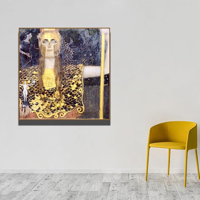 OKRA Gustav Klimt Pallas Canvas Wall Art - Athene Portrait Poster - Mythological Picture - Girls Room Decor Poster - Great Wall Decor for Gallery Campus Bedroom - Unframed