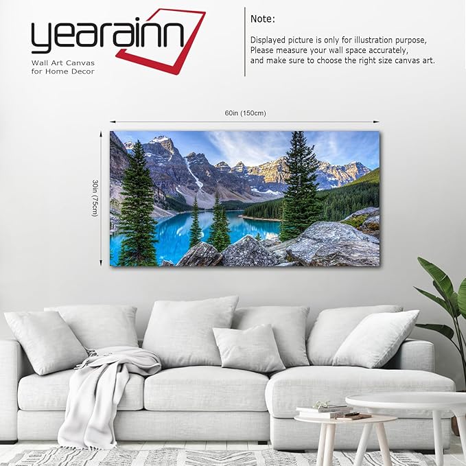 Large Moraine Lake Canvas Wall Art Mountain Lake Canvas Landscape Pictures Nature Artwork Glacially Fed Lake National Park Contemporary Wall Art for Bedroom Living Room Home Office Kitchen Wall Decor