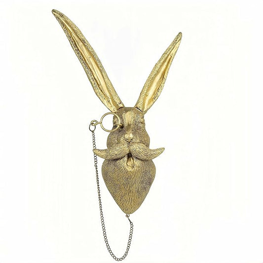 Animal Head Wall Art Decor,DIY Handcrafts Rabbit Head Resin Animal Wall Mount Art Decor Bronzed Bunny Wall Hanging Ornaments Vintage Art Wall Sculptures Home Decoration for Bedroom Holiday Gifts