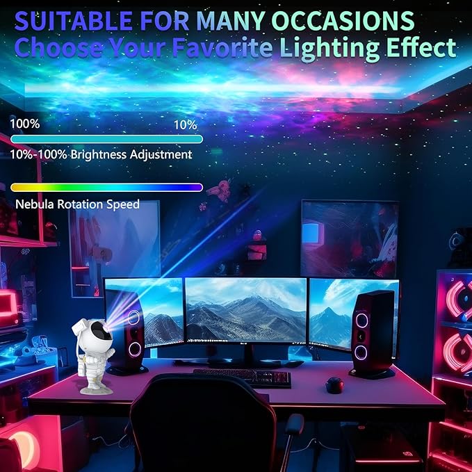 Astronaut Star Projector Galaxy Light with Timer and Remote Control, 360° Adjustable Starry Night Light Projector for Baby/Kids/Adults/Bedroom/Party/Home Decor/Game Room (White)