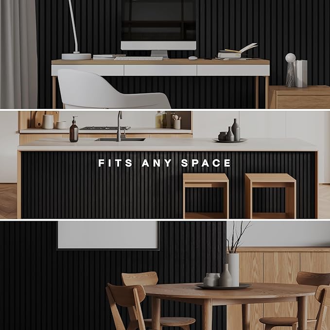 2-Pack Acoustic Wall Panels - Wood Slat Wall Decor - Soundproof Panels