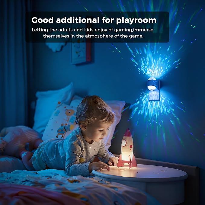 L LOHAS LED Projector Night Light,2 Pack Plug in Night Light with Light Sensor,Multi-Color Nightight for Kids Playroom Christmas Party Gift