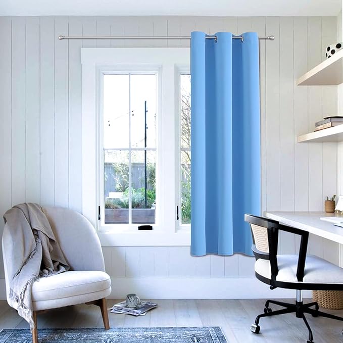 ChrisDowa Grommet Blackout Curtains for Bedroom - Thermal Insulated Room Darkening Curtains for Living Room (1 Panel Set, Sky Blue, 42W x 63L)