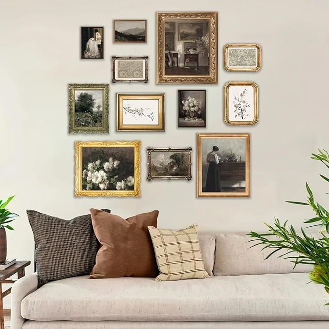 KBKBART Vintage Wall Art Prints, French Country Wall Decor Retro Countryside Landscape Canvas Painting, Classical Vintage Prints, Rustic Farmhouse Wall Art for Bathroom, Bedroom Living Room-UNFRAMED