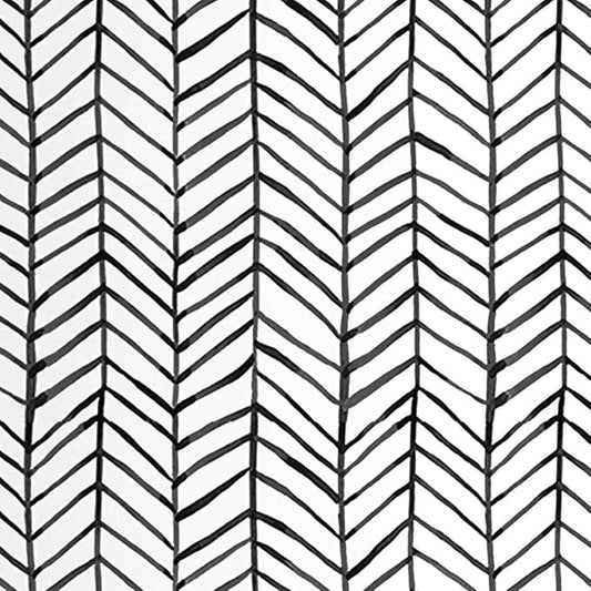 MulYeeh 17.5'' x 314'' Adhesive Peel and Stick Paper Herringbone Black White Wallpaper Removable Wall Covering Prepasted Decorative