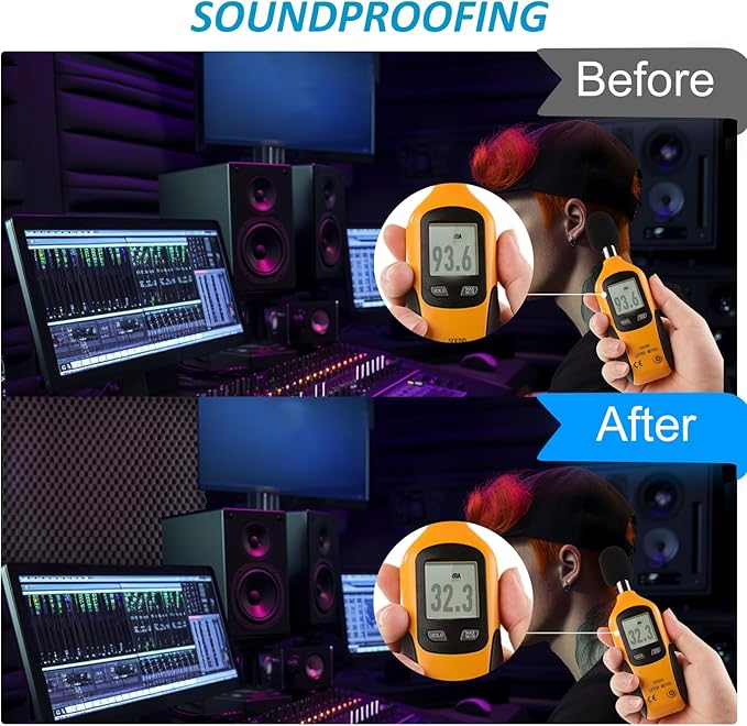 2 pack, 48x24x2 inches acoustic foam panels Egg Crate Foam Padding sound proof panels for walls Soundproof Foam Studio Acoustic Treatment Studio Foam panels Soundproofing Used to Absorb Echoes