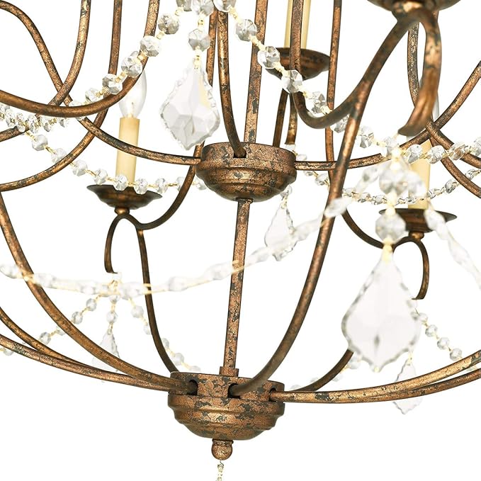Livex Lighting 6438-71 Chesterfield 12 Light Chandelier, Hand Applied Venetian Golden Bronze