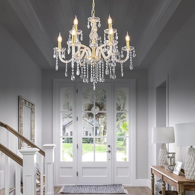 MALOSA Large Gold Crystal Chandeliers for Bedroom,Living Room,Dining Room 9 Lights