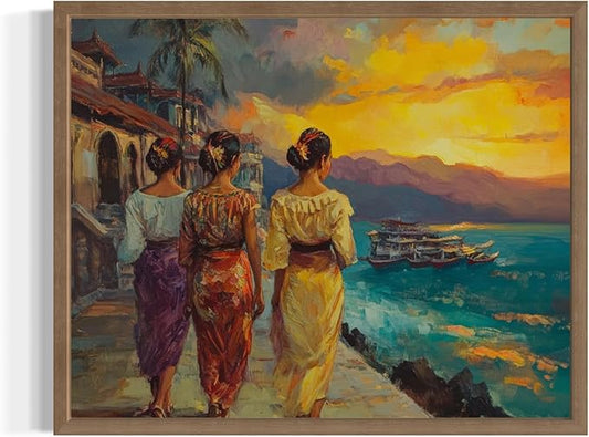 Philippines Art Print Poster, Asia Oriental Countries Culture Wall Art Asian Paintings for Bedroom Bathroom Living Room Decor 97 (Philippines, 16 x 20 inches, Wood Frame)