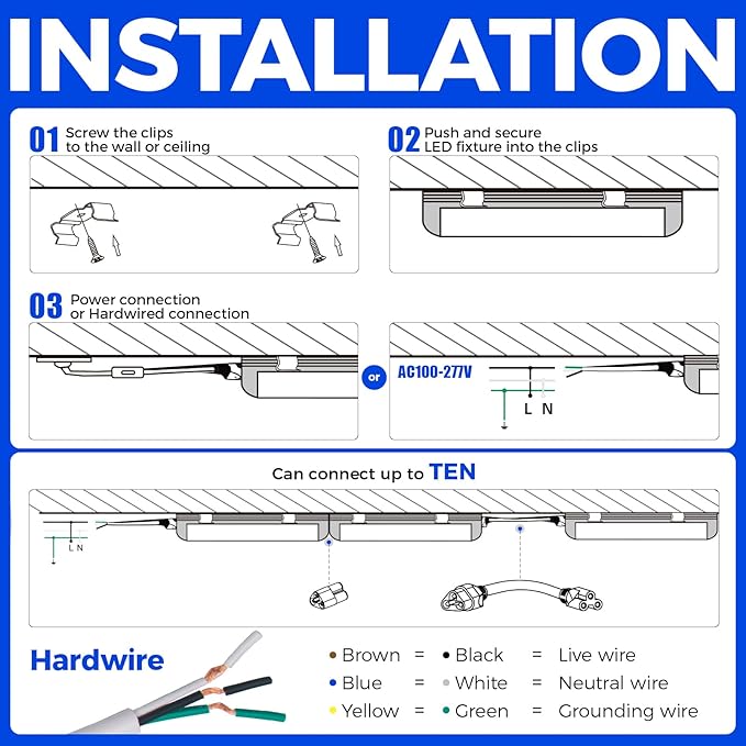 Barrina LED Shop Light 2FT, 20W 3000LM 3000K, Clear Cover Linkable LED Tube Lights, V Shape Integrated T8 LED Lighting, LED Ceiling Lights for Garage, Warehouse, Workshop, ETL Listed, 2 Packs
