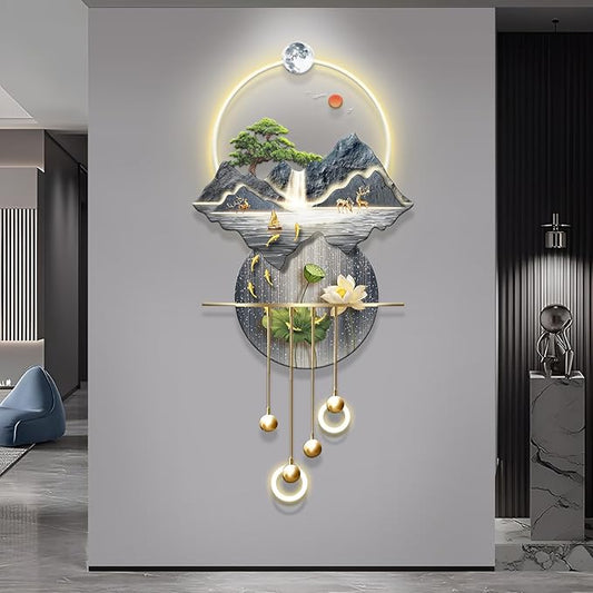 LED Light Decor Wall Art, 3D Art Wall Decor with Light, Decors Walls Sculptures Large 3D Art, Decors Walls Sculptures Lighting Modern, Plug-in Power Supply, Blue A, 23x53in