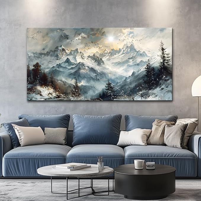 KELIYUAN Large Wall Decor For Living Room Canvas Wall Art For Office Bedroom Framed Wall Paintings Abstract Mountain Landscape Pictures Artwork Modern Dormitory Home Decoration Aesthetic 30x60in