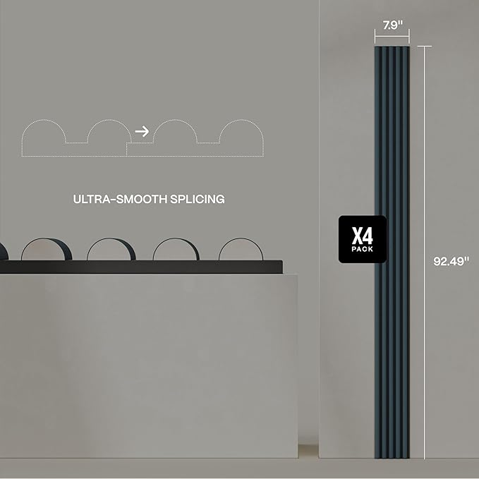 4-Pack Wood Slat Wall Panel – Velvet-Covered Wood Panels for Wall, Acoustic Panels for Interior Decor, Decorative Slat Paneling for Home, Office, Studio (Pine Green)