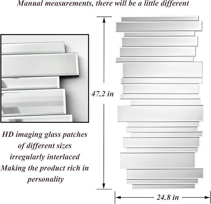 Decorative Mirrors for Wall Decor Large Mirrors for Wall Decor Living Room Silver Mirrors 24×47 inch (Silver)