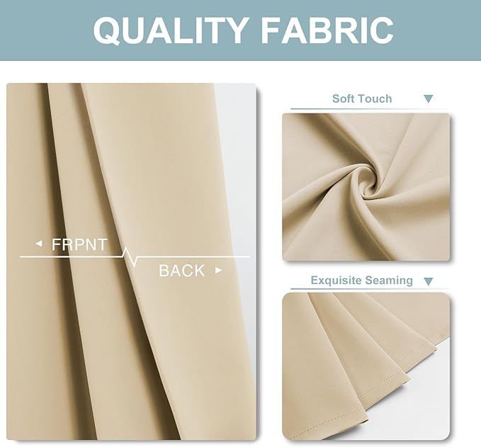 ChrisDowa Room Divider Curtain 96 Inches Long, Wide Blackout Sliding Door Curtain for Bedroom, Room Darkening Privacy Window Drape for Patio Door (1 Panel Set, Biscotti Beige, 100 x 96 Inch)