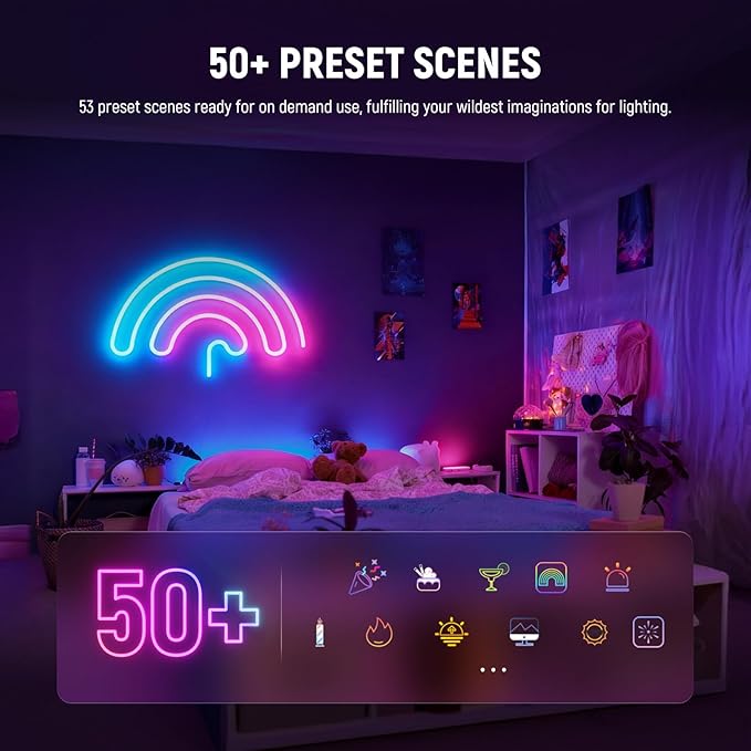 NEEWER 9.84ft/3m LED Strip Lights, Smart AI RGB Flexible Cuttable Neon Rope Light with App Control for Bedroom Gaming Room Indoor Studio Classroom Home Wall Outdoor Outside Waterproof Decor, NS02
