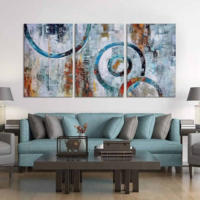 MAMAGO Large Wall Art - 3 Panels Minimalist Wall Decor Prints Painting Abstract Geometric Picture Modern Aesthetic Artwork Decoration for Bedroom Easy to Hang - 24" W x 36" Hx3pcs