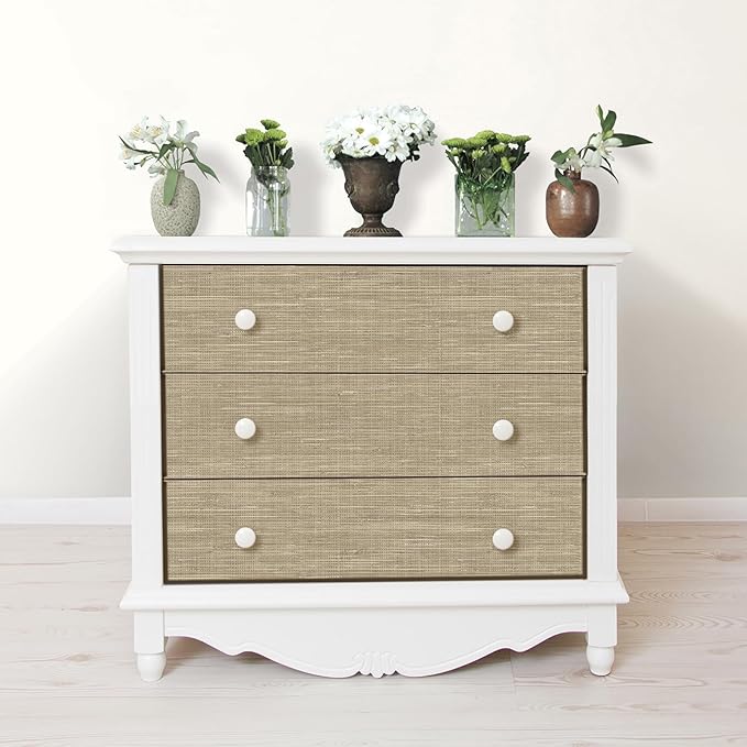 NuWallpaper Neutral Grasscloth Peel & Stick Wallpaper, NUS2215