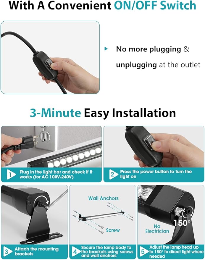 Pro-Grade 54W Outdoor Wall Washer Light Bar, 40 Inch 6000K LED Wall Washer Lights with IP67 Waterproof, Switch On/Off - 120V LED Light Bar for Outdoor (2Pack)