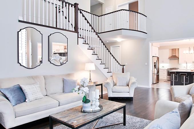 Chende Black Bathroom Mirror for Wall, 36'' X 28'' Rectangle Decorative Wall Mirror with Scalloped Frame, Large Wall Mirror for Mantel, Dining Room, Living Room, Bedroom