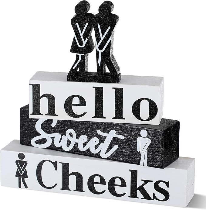4 Pcs Funny Bathroom Decor Farmhouse Modern Bathroom Decoration Western Hello Sweet Cheeks Table Centerpiece Christmas
