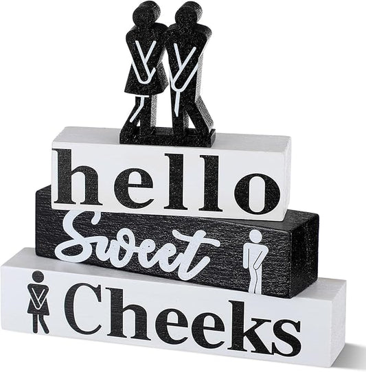4 Pcs Funny Bathroom Decor Farmhouse Modern Bathroom Decoration Western Hello Sweet Cheeks Table Centerpiece Christmas