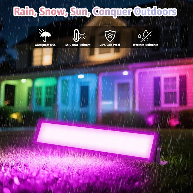 T-SUN 60W RGBCW LED Wall Washer Lights, Dimmable Waterproof Music Sync Light Bars with APP & Remote Control, Outdoor Wall Lamps for Party, Stage & House Decoration(2 Pack)