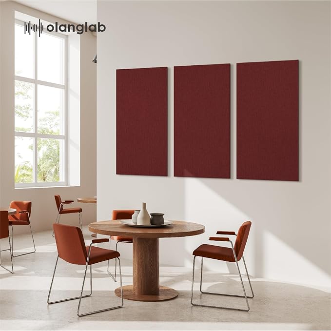 Olanglab Acoustic Panels 2 Pack, 48''x24'' Large Sound Panels, Fabric Wrapped Sound Proof Foam Panels for Walls, Sound Absorbing Panels for Recording Studio Acoustical Treatments (Burgundy)