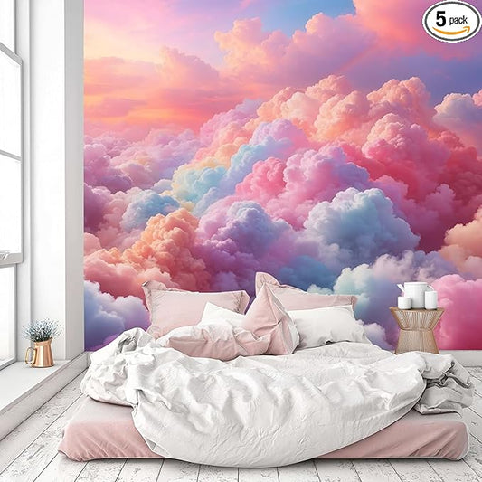 -Colorful Cloud Nursery Wallpaper XT23 S 100" x 65"