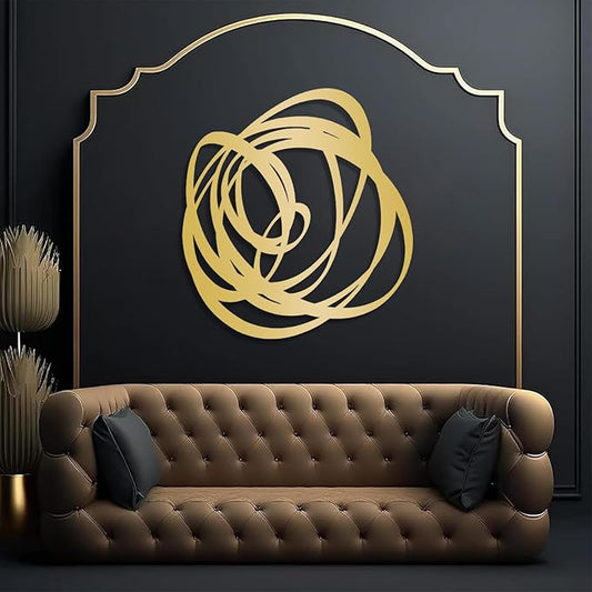 Kewhush Abstract Metal Wall Art, Modern Art, Unique Metal Decor, Contemporary Wall Art for Living Room (Gold, 41"x38" | 105x96.5 cm)