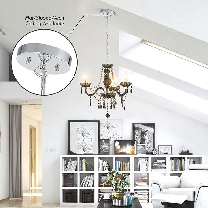 Luvkczc Black Chandelier Small Crystal Chandeliers Lighting Mini Acrylic Chandelier 3 Light Modern Pendant Light Fixtures for Restaurant, Bar, Dining Room, Bathroom