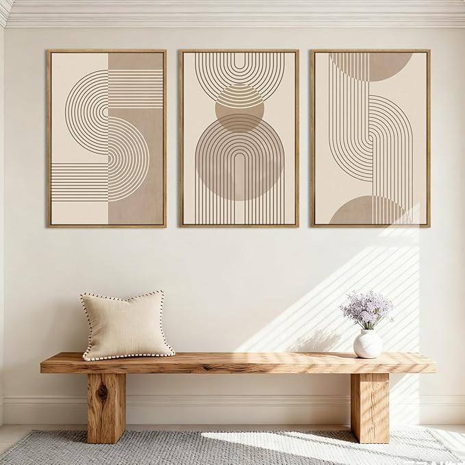 Anyzal Neutral Boho Wall Art Minimalist Abstract Line Artwork for Living Room Bedroom Office 16x24 Inch Set of 3
