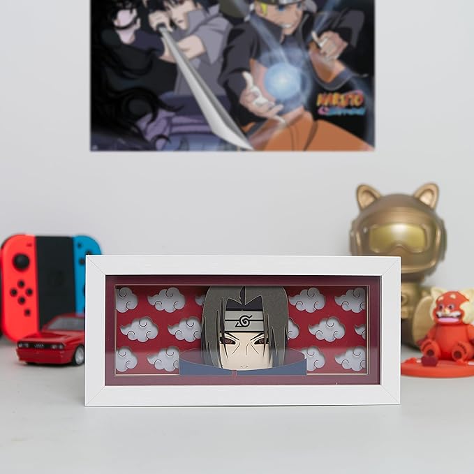 Anime LED Light Box, Manga Shadow Box Frame, Paper Cut, Table Lamp for Anime Enthusiasts, RGB Multi Color, Night Light for Room Decor, Unique Anime Desk Decor (Nurato)