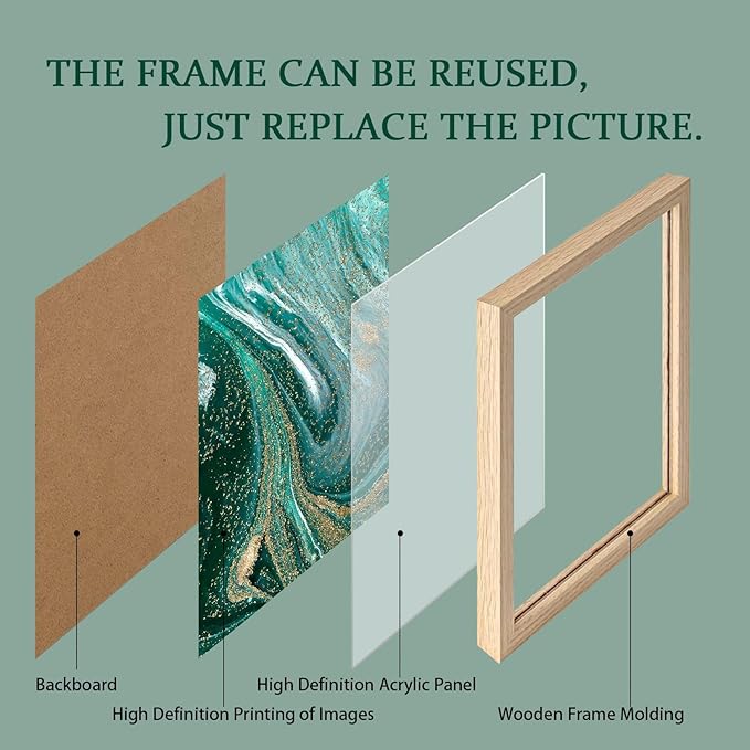 3pcs Wood Framed Green Abstract Canvas Wall Art - Abstract Green Black Gold Fluid Artwork - Modern Green Gold Abstract Prints Posters - Living Room Bedroom Decorative Paintings Gallery Style Wall Hanging Pictures