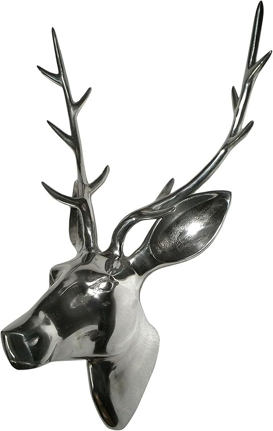 Large Deer Head Metal Wall Mount Sculpture Skull Deer Head Sculpture Unique Figurine Statue Wall Mount A Excellent Item For Home | Office | Restaurant Decorations
