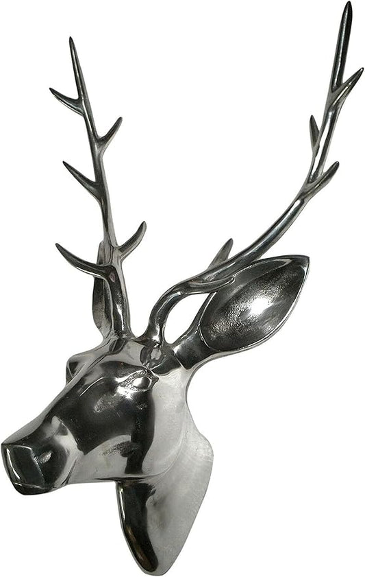 Large Deer Head Metal Wall Mount Sculpture Skull Deer Head Sculpture Unique Figurine Statue Wall Mount A Excellent Item For Home | Office | Restaurant Decorations