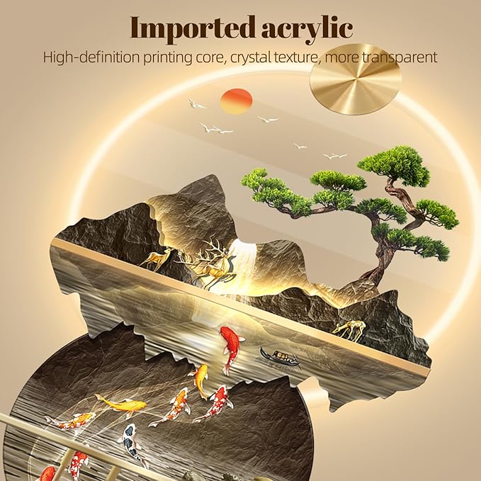 LED Light Decor Wall Art, 3D Art Wall Decor with Light, Decors Walls Sculptures Large 3D Art, Decors Walls Sculptures Lighting Modern, Plug-in Power Supply, Gold T, 23x53IN