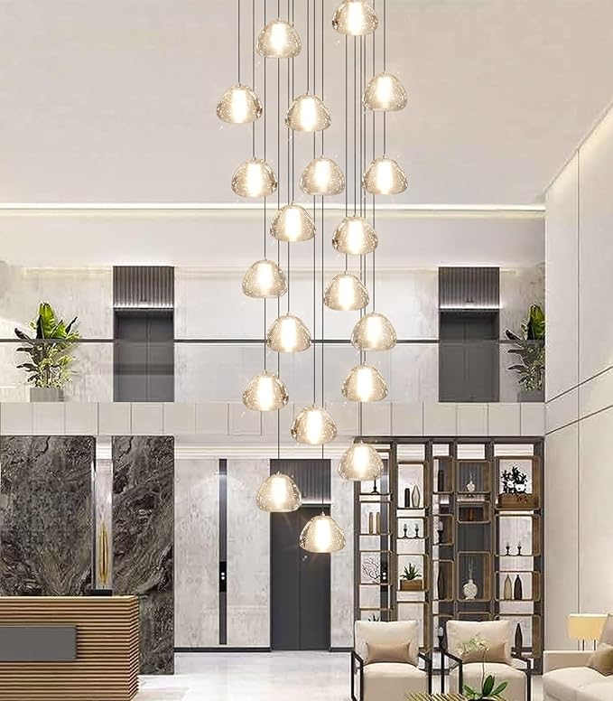 Modern Crystal Chandeliers LED Ceiling Lighting Foyer Large Ceiling Light for Staircase Living Room Hallway Entryway