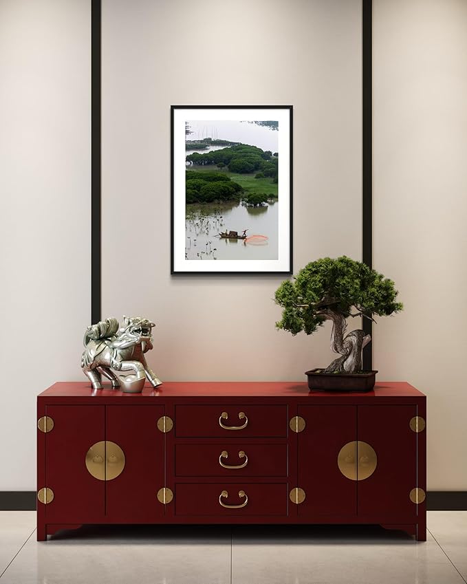 Oriental Beauty: Stunning Feng Shui Landscape Wall Art Vertical Prints for Home Decor in 3 Sizes (Casting Nets in the Mangrove Waters, 20" x 30", Oriental Beauty)