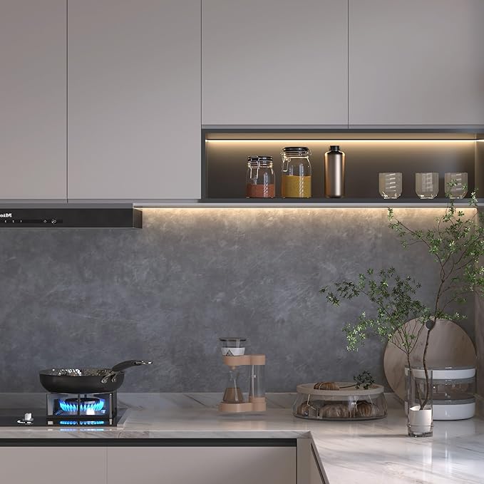 JSEVEM 16"×354" Air Guide Design Extra Thick Light Grey Peel and Stick Concrete Wallpaper Waterproof Gray Concrete Contact Paper Vinyl Glossy Textured Faux Adhesive Cement Sticker for Bedroom Bathroom