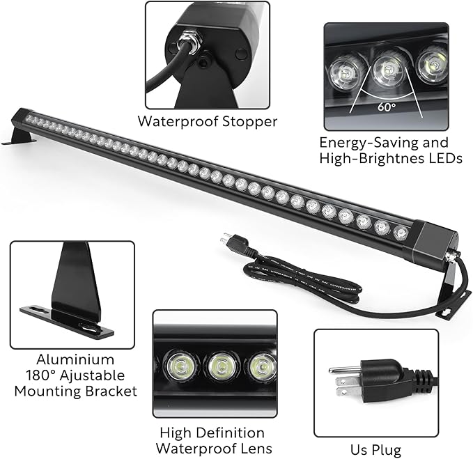 Wall Washer Light 2 Pack,72W 4000K Natural White Wall Washer Lighting,IP67 Waterproof 4FT 120V LED Linear Outdoor Wall Wash Light Bar for Garden,Backyards,Building,Courtyards Lighting